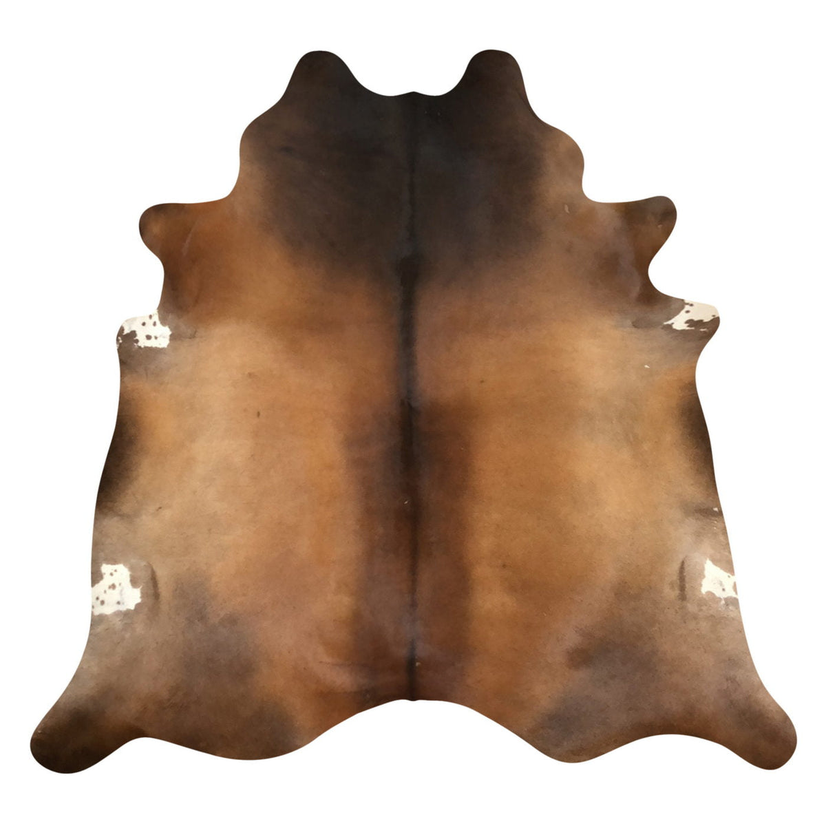 Natural Brazilian Cowhide Rug - Caramel, Chocolate & Ivory