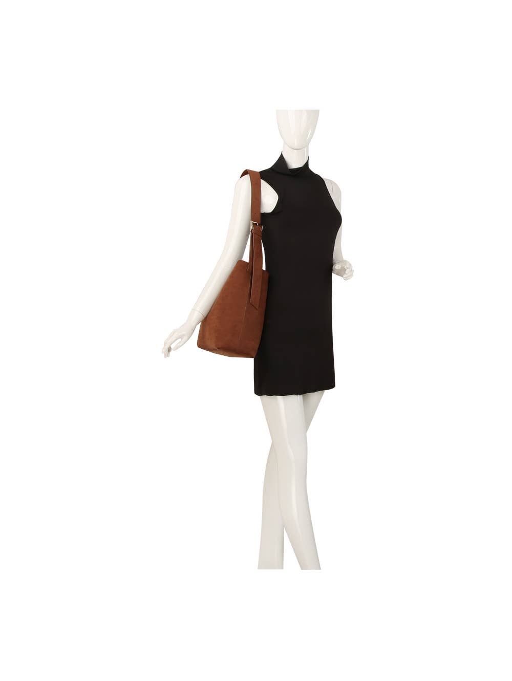 GM-0011 2 IN 1 SUEDE SHOULDER TOTE SET: Brown