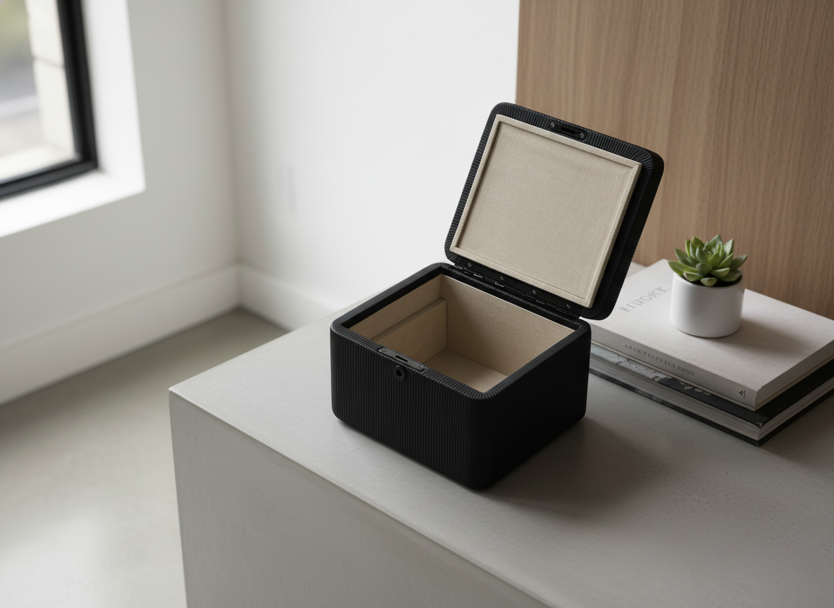 Premium Modern Leather Storage Box with Lock | Black