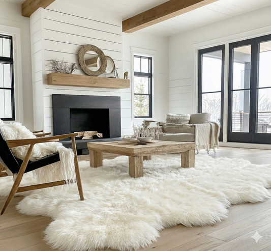 Deco Sheepskin Rug & Throw, XXXLarge, approx. 7'x9' , Ivory