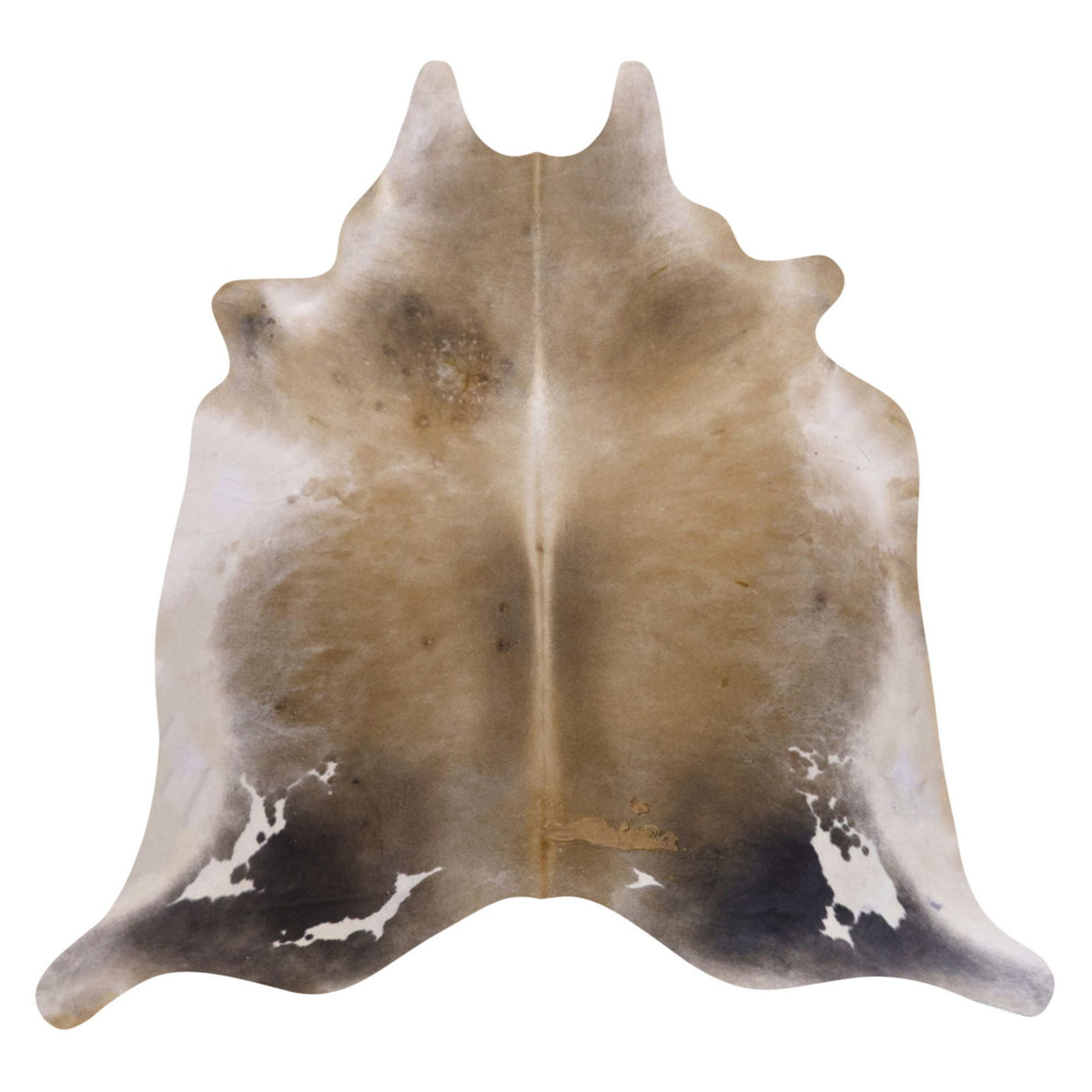 Natural Brazilian Cowhide Rug - Caramel, Charcoal & Ivory