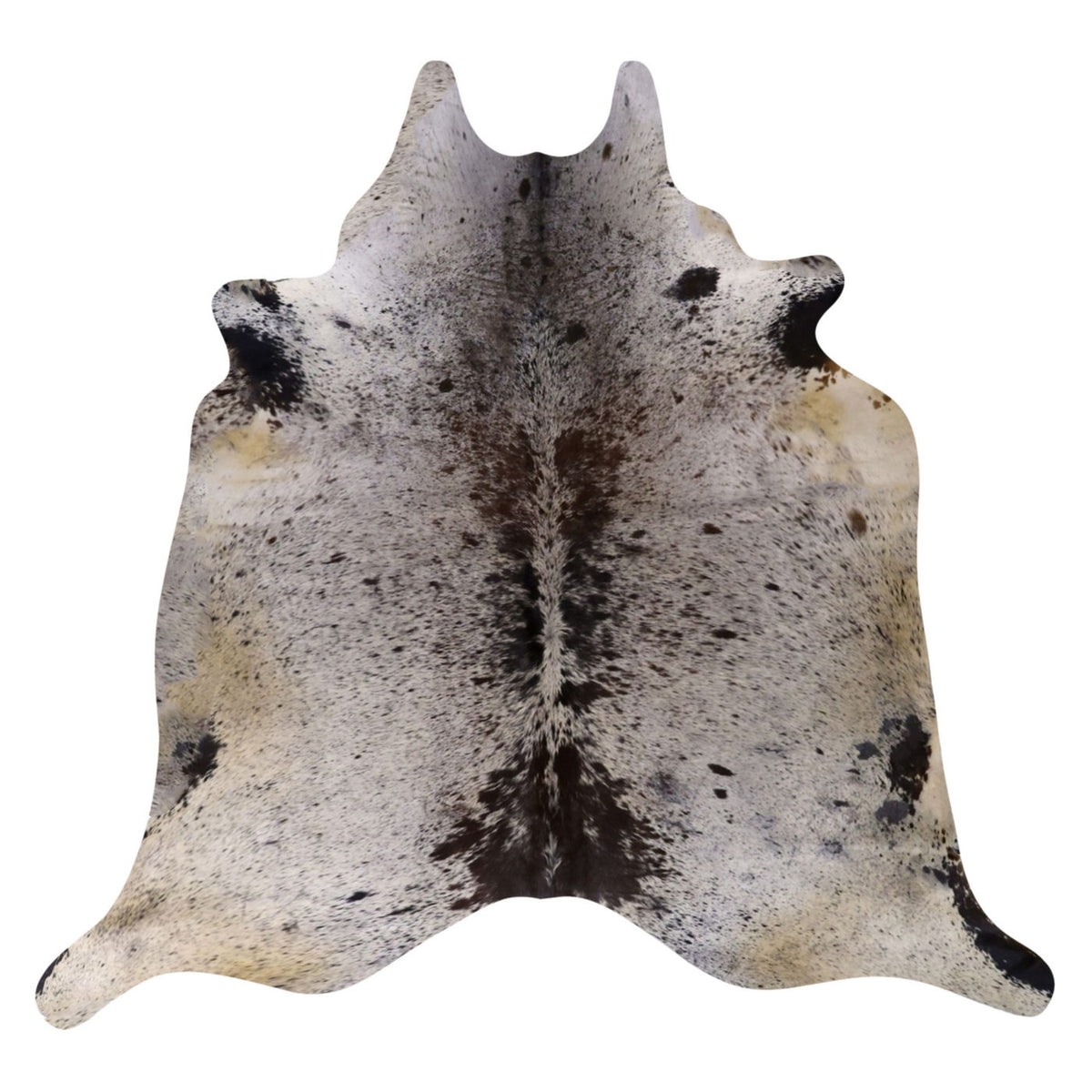 Natural Brazilian Cowhide Rug - Charcoal, Ivory & Caramel