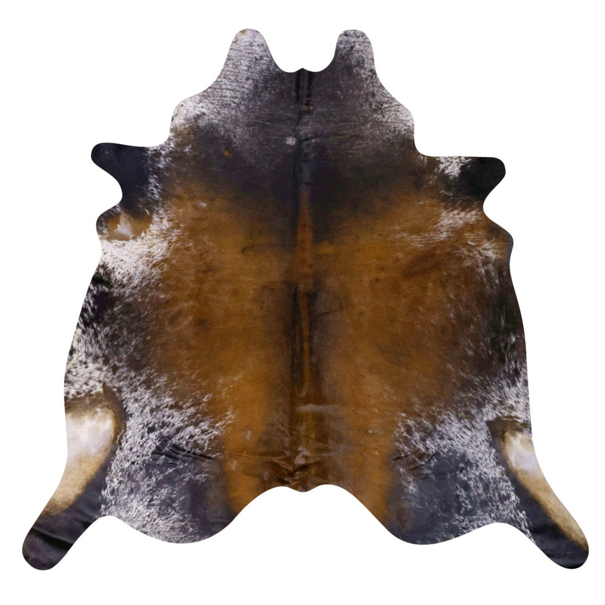 Natural Brazilian Cowhide Rug - Caramel, Espresso & Ivory