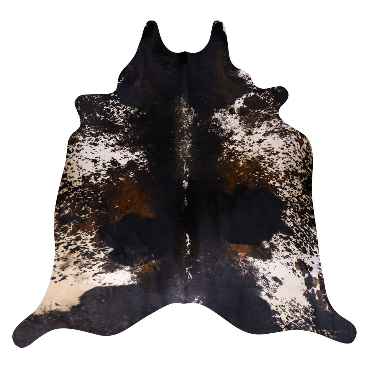 Natural Brazilian Cowhide Rug - Charcoal, Mocha & Ivory
