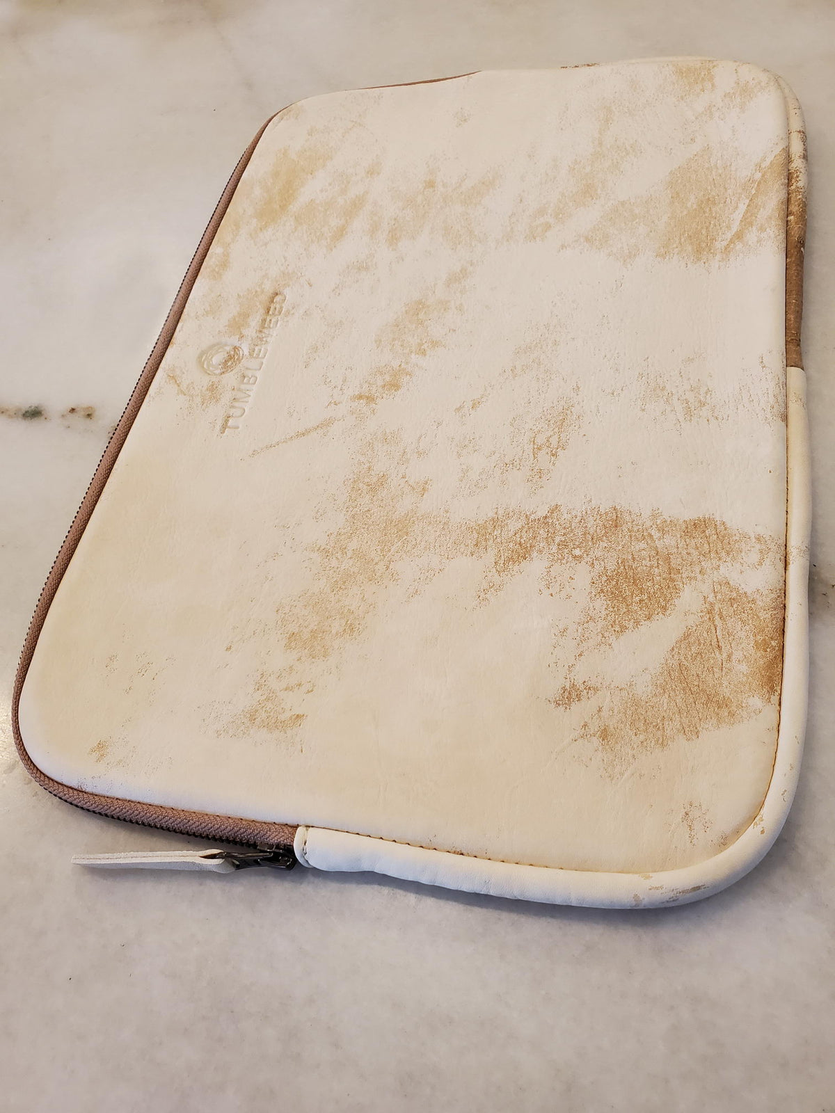 Vintage Leather 13" Laptop Case / Beige & Ivory
