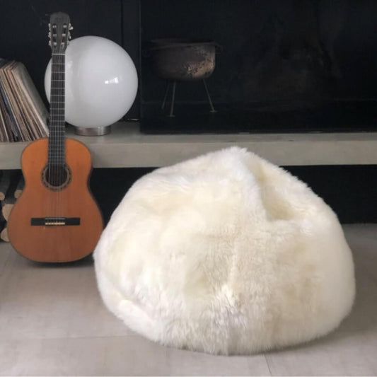 Natural Sheepskin Bean Bag Chair / Natural Ivory