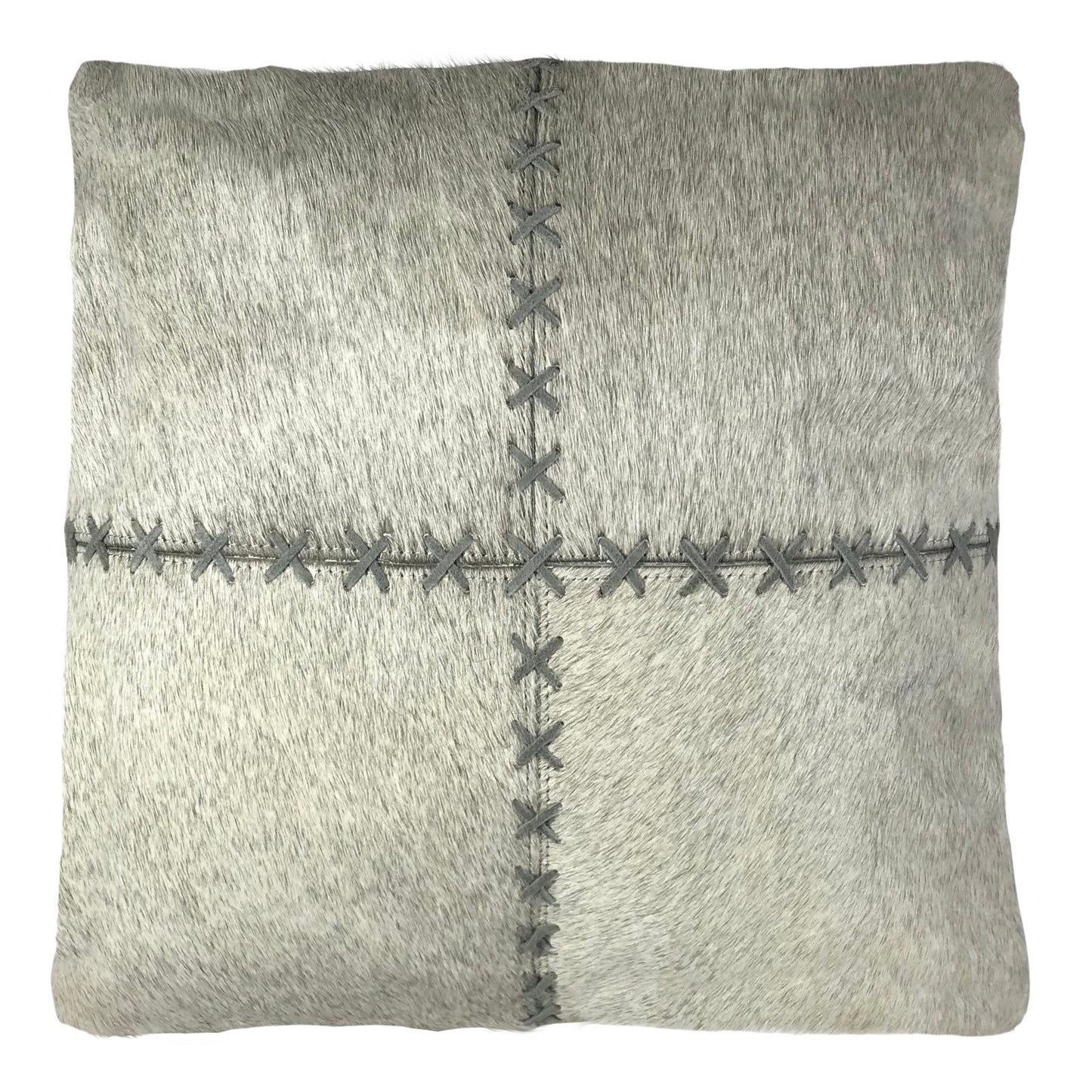 Genuine Cowhide Pillow 16"x16" Silver