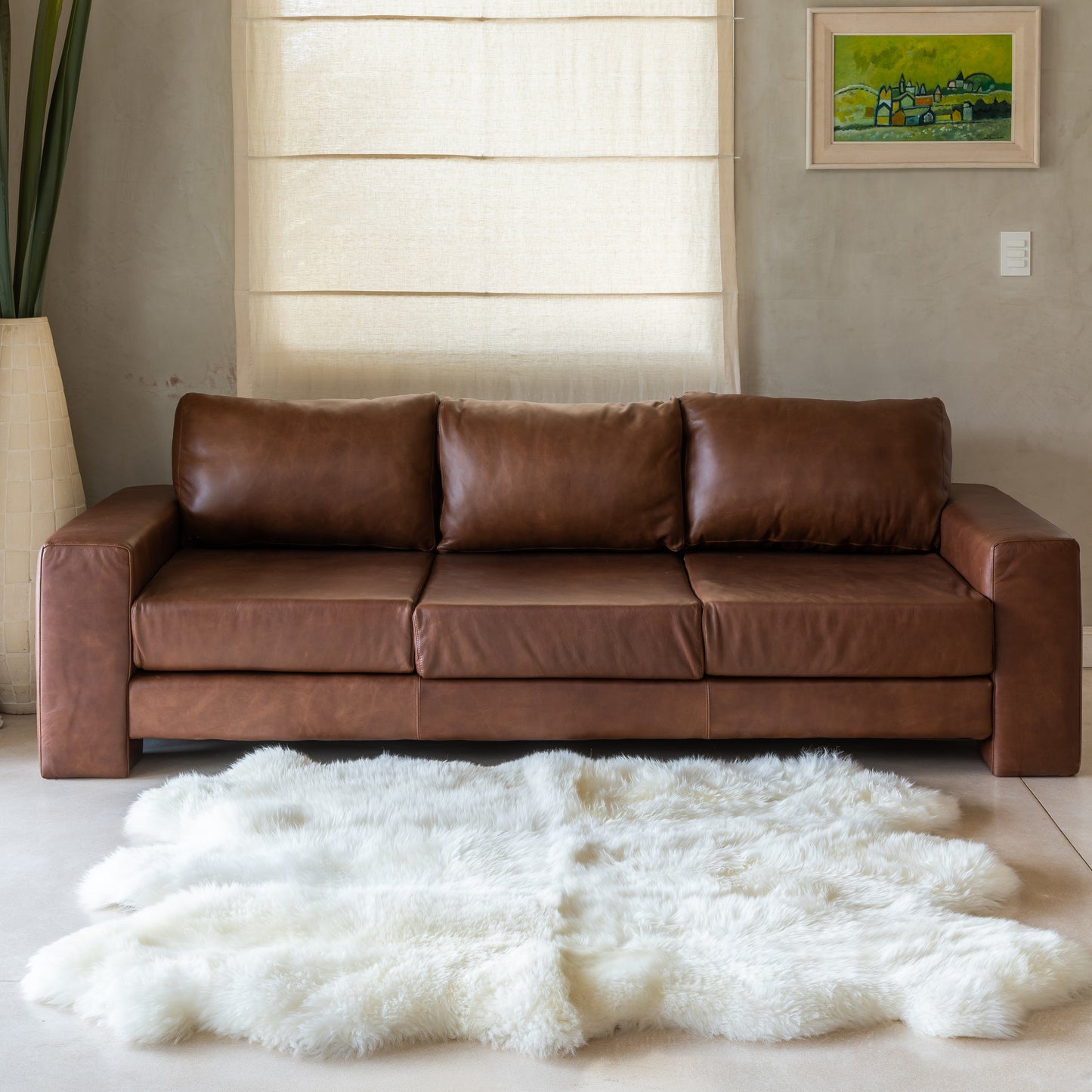 Natural White Premium Sexto Sheepskin, 6' x 6' , X-Large