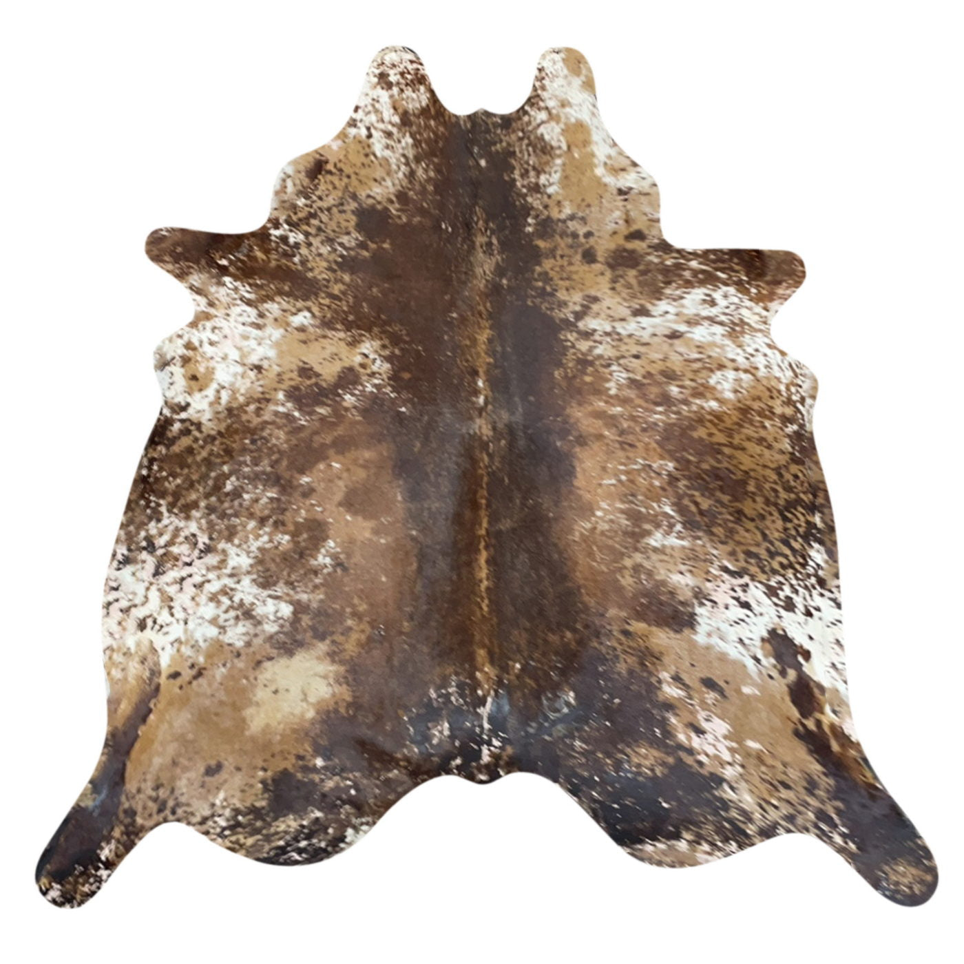 Natural Brazilian Cowhide Rug -  Chocolate, Caramel & Ivory