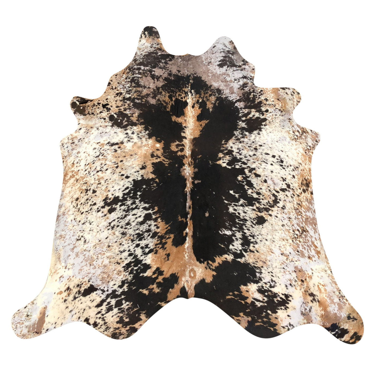 Natural Brazilian Cowhide Rug -  Espresso, Caramel & Ivory