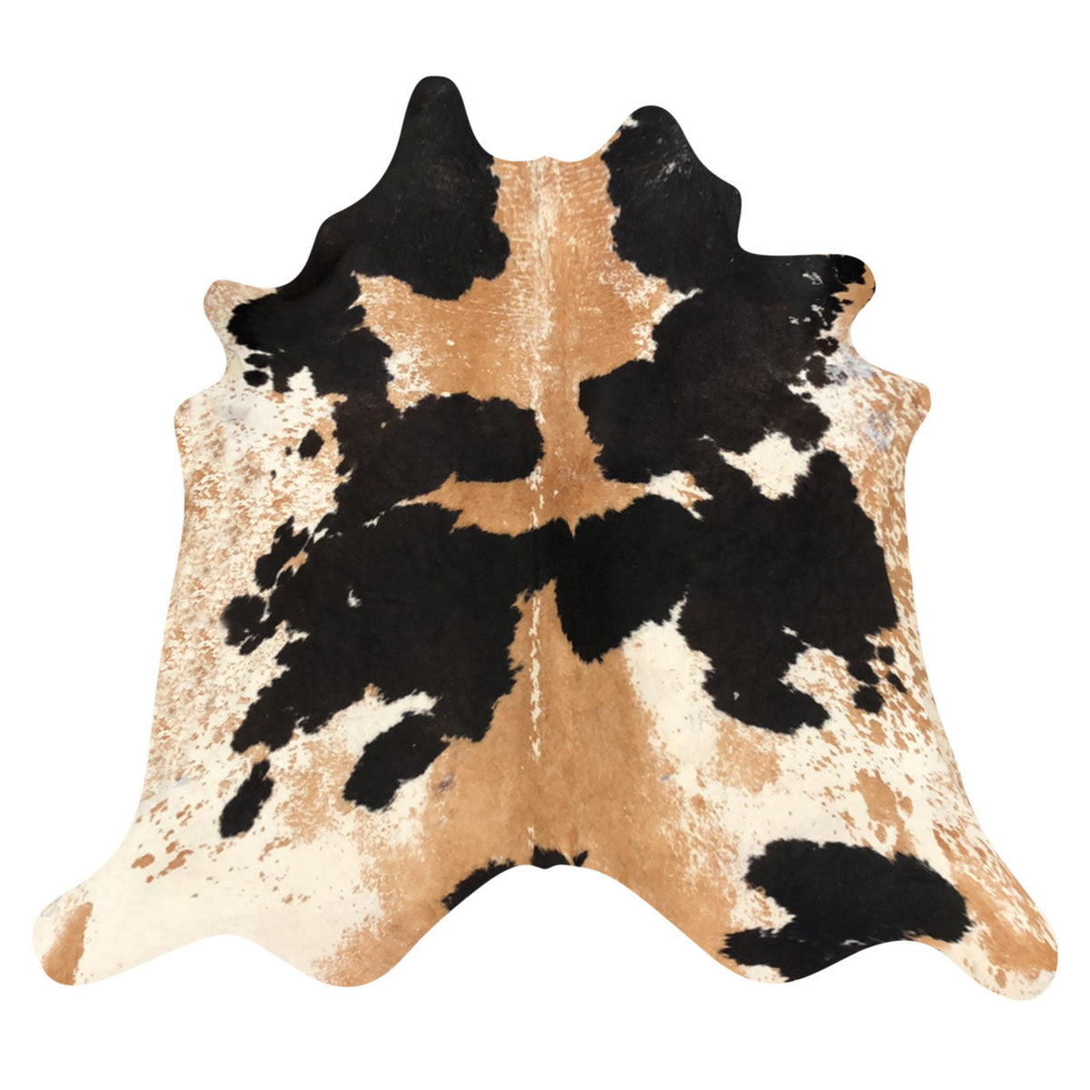 Natural Brazilian Cowhide Rug -  Espresso, Caramel & Ivory