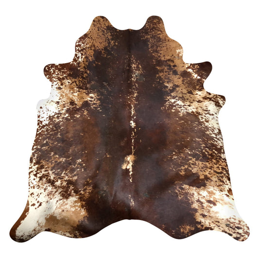 Natural Brazilian Cowhide Rug -  Chocolate, Caramel & Ivory