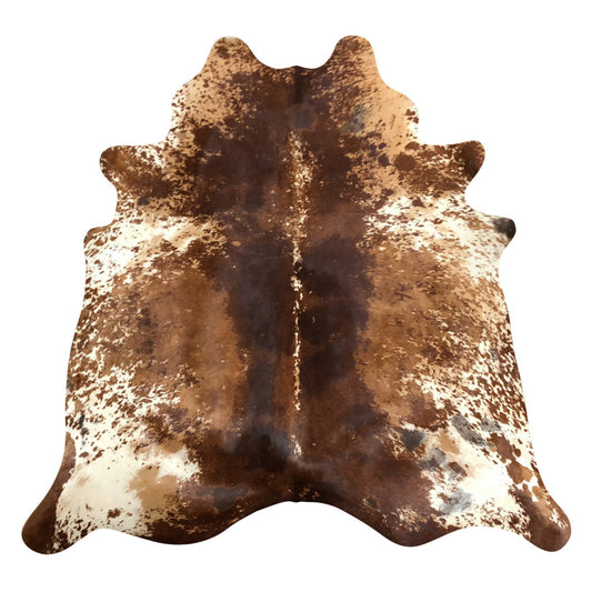 Natural Brazilian Cowhide Rug -  Chocolate, Caramel & Ivory