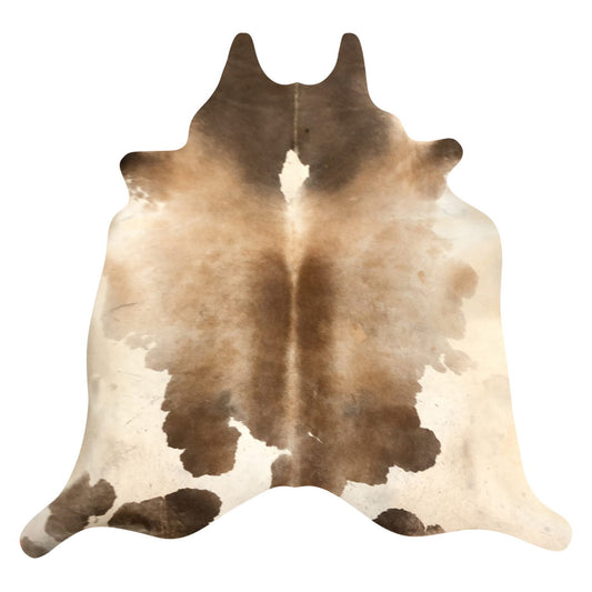 Natural Brazilian Cowhide Rug -  Caramel, Chocolate & Ivory