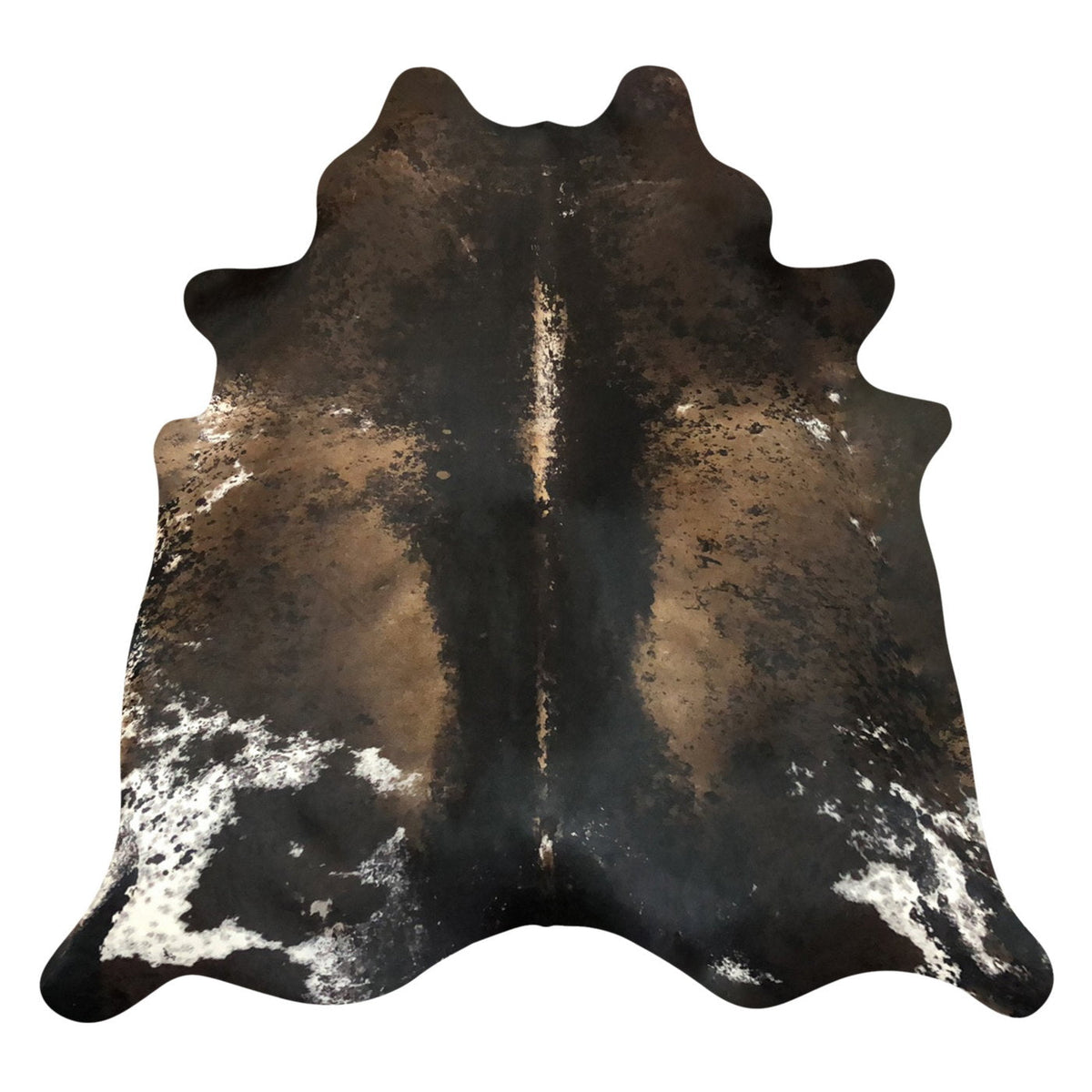 Natural Brazilian Cowhide Rug -  Espresso, Caramel & Ivory