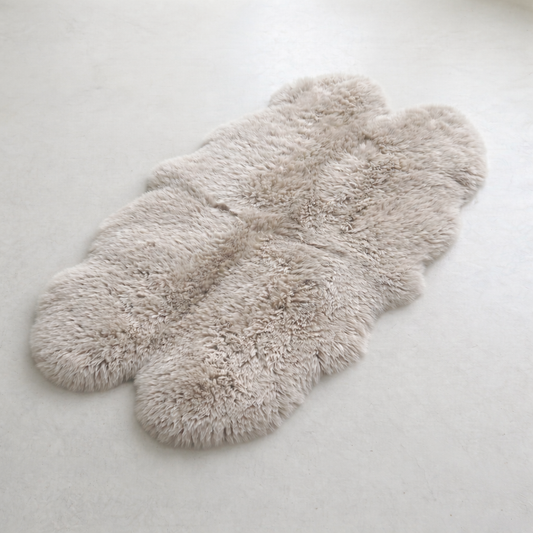 Natural Quad Premium New Zealand Sheepskin Rug & Throw, W4' x L6' | Taupe / Chateau Grey