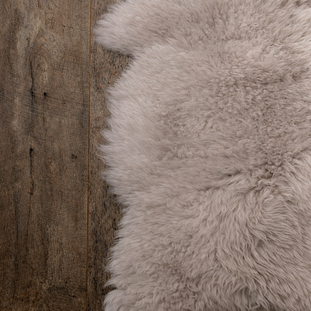 Natural Quad Premium New Zealand Sheepskin Rug & Throw, W4' x L6' | Taupe / Chateau Grey