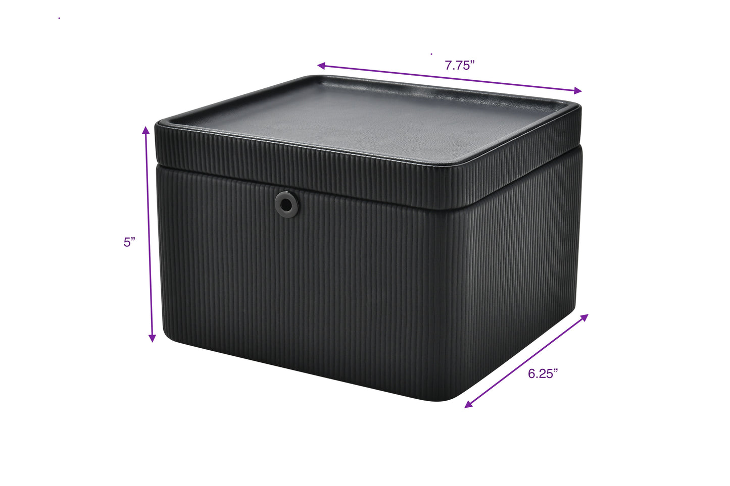 Premium Modern Leather Storage Box with Lock | Black