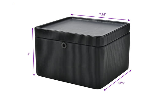 Premium Modern Leather Storage Box with Lock | Black