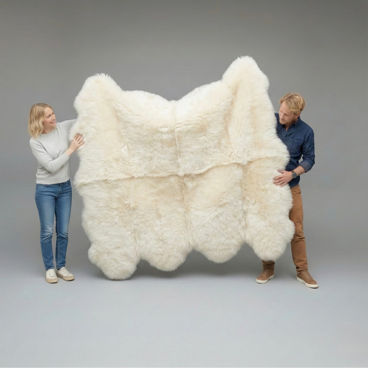 Natural White Premium Sheepskin Rug & Throw, XXLarge, approx. 6'x8'
