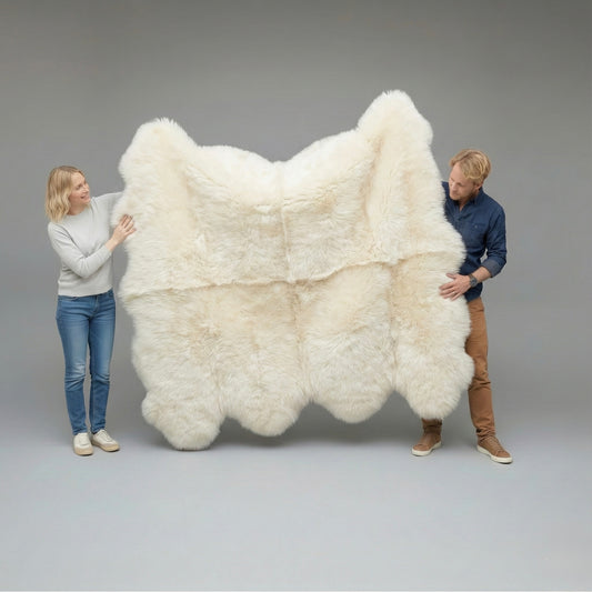 Natural White Premium New Zealand Sheepskin Rug & Throw, XXLarge, approx. 6'x8'