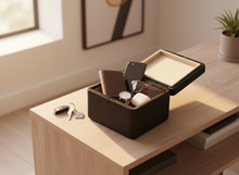 Load image into Gallery viewer, Premium Modern Leather Storage Box with Lock | Black