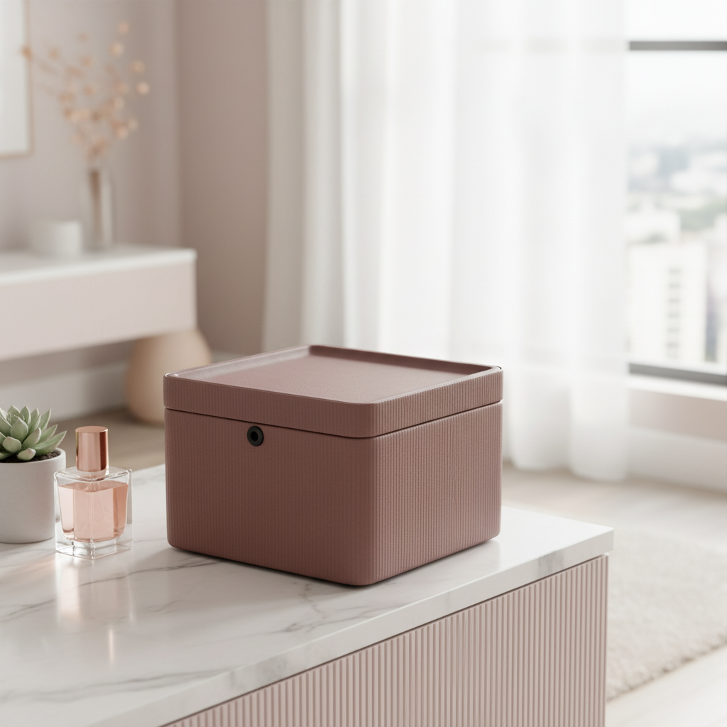 Premium Modern Leather Storage Box with Lock | Old Rose