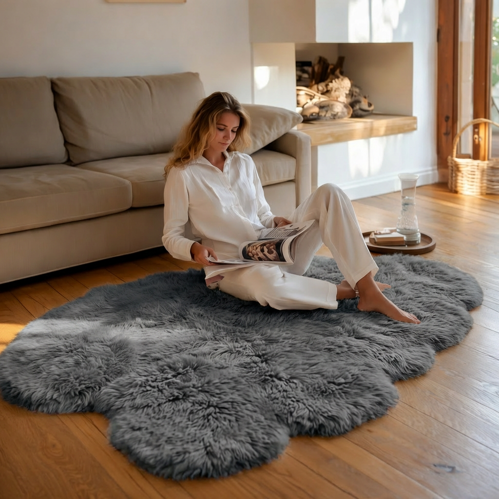 Octo Sheepskin Rug & Throw, XXLarge, approx. 6'x8' , Grey