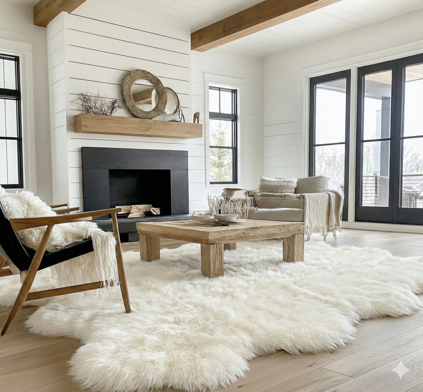 Natural White Premium Sheepskin Rug & Throw, XXLarge, approx. 6'x8'