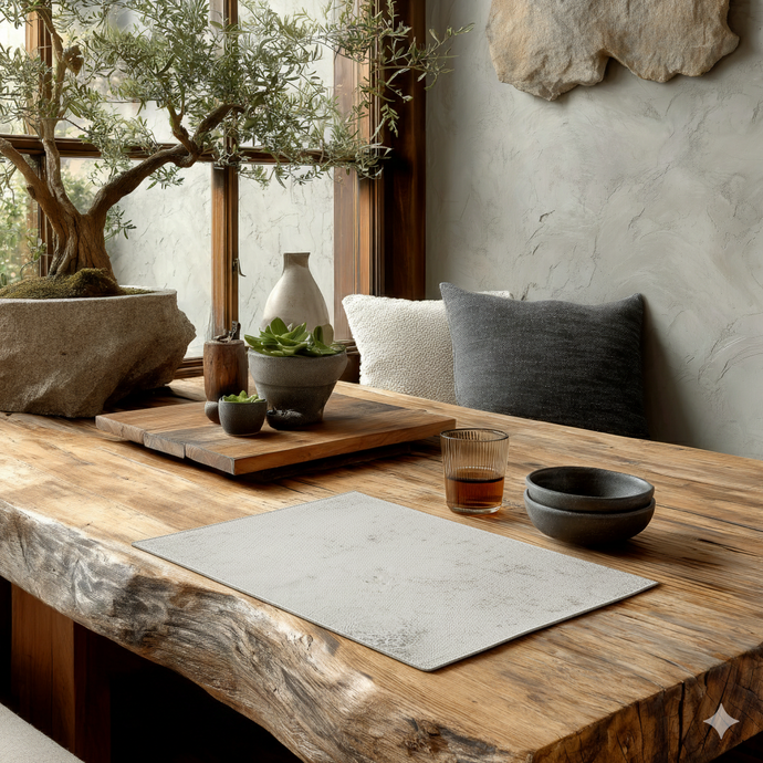 Rustic Leather Placemat Set Of 6 | Vintage Grey