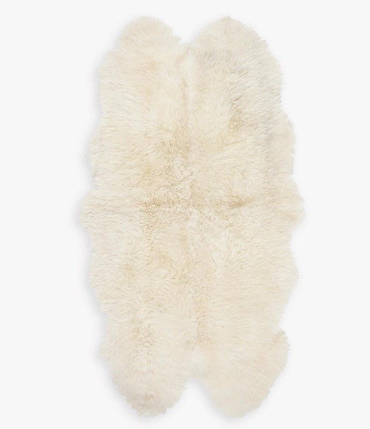 Natural White Quad Premium New Zealand Sheepskin Rug & Throw, W4' x L6'