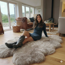 Load image into Gallery viewer, Natural Quad Premium New Zealand Sheepskin Rug &amp; Throw, W4' x L6' | Taupe / Chateau Grey