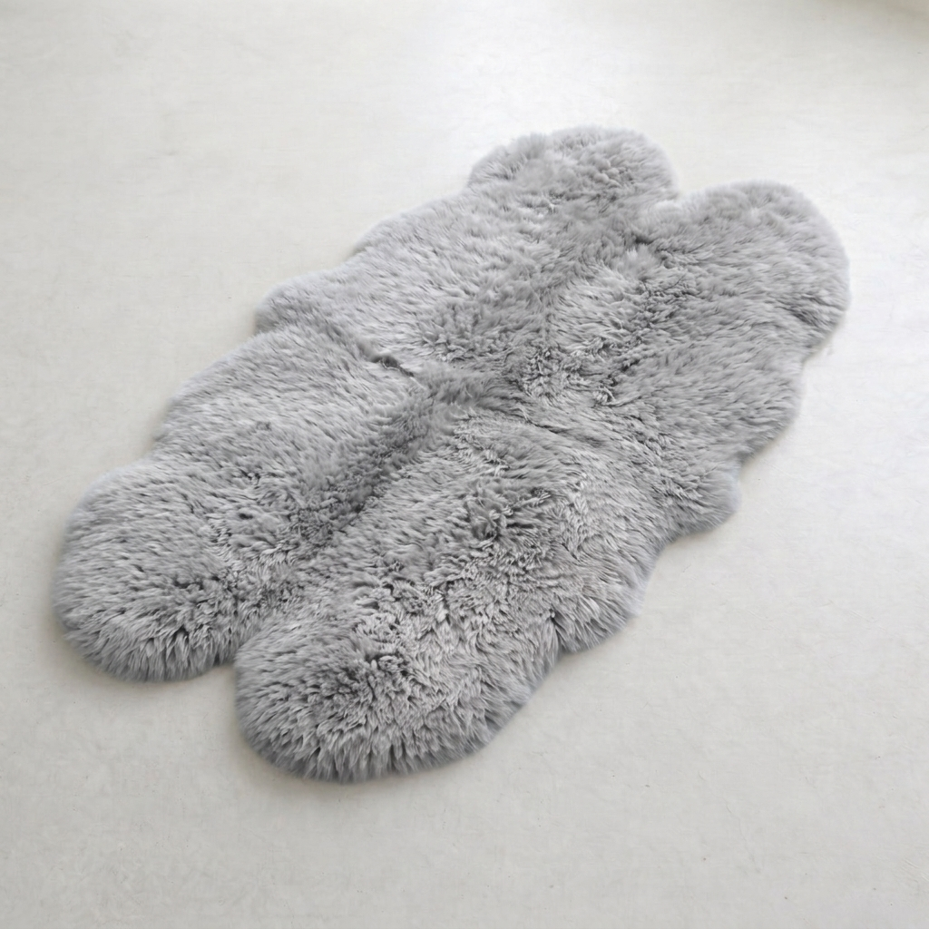 Natural Quad Premium New Zealand Sheepskin Rug & Throw, W4' x L6' | Quiet Grey