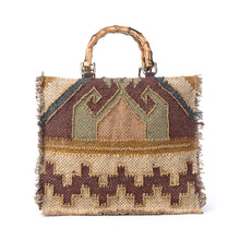 Load image into Gallery viewer, Desert Loom Jute Tote Bag in Olive Amber