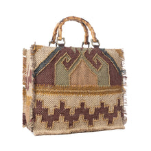 Load image into Gallery viewer, Desert Loom Jute Tote Bag in Olive Amber