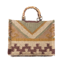 Load image into Gallery viewer, Desert Loom Jute Tote Bag in Olive Amber