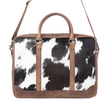 Load image into Gallery viewer, Ironpeak Hairon Leather Laptop Bag in Coal Snow