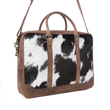 Load image into Gallery viewer, Ironpeak Hairon Leather Laptop Bag in Coal Snow