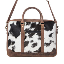 Load image into Gallery viewer, Ironpeak Hairon Leather Laptop Bag in Coal Snow