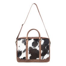 Load image into Gallery viewer, Ironpeak Hairon Leather Laptop Bag in Coal Snow
