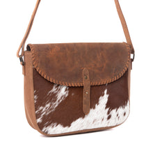 Load image into Gallery viewer, Honey Field Hairon Leather Messenger Bag in Sable Mist