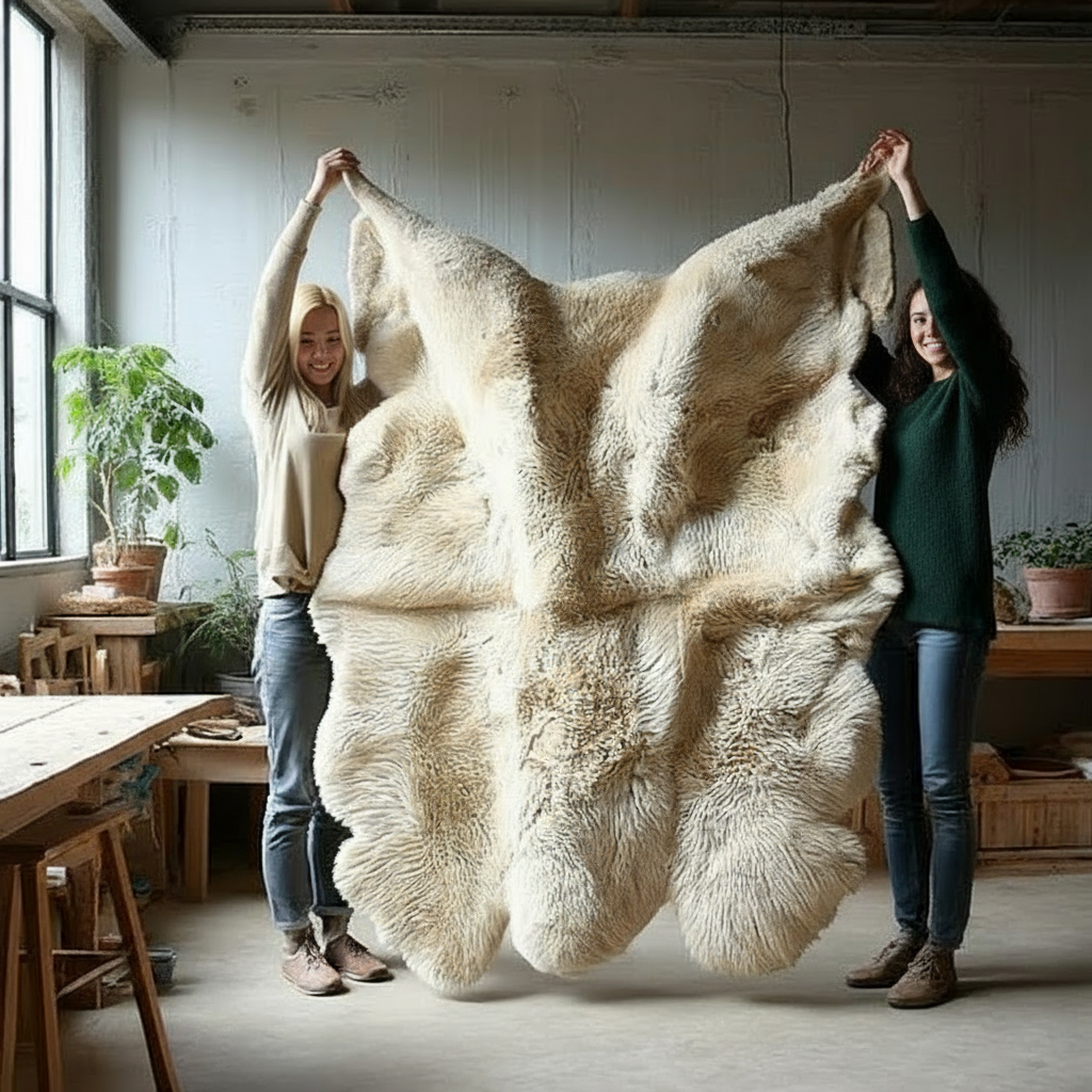 Natural White Premium Sexto Sheepskin, 6' x 6' , X-Large
