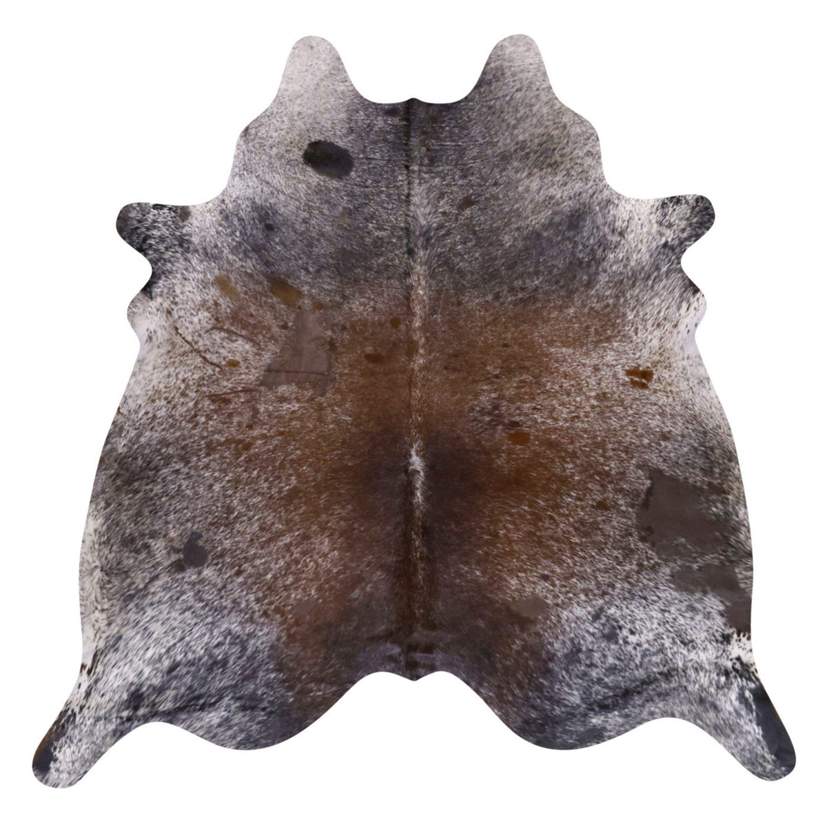 Natural Brazilian Cowhide Rug -  Charcoal, Mocha & Ivory