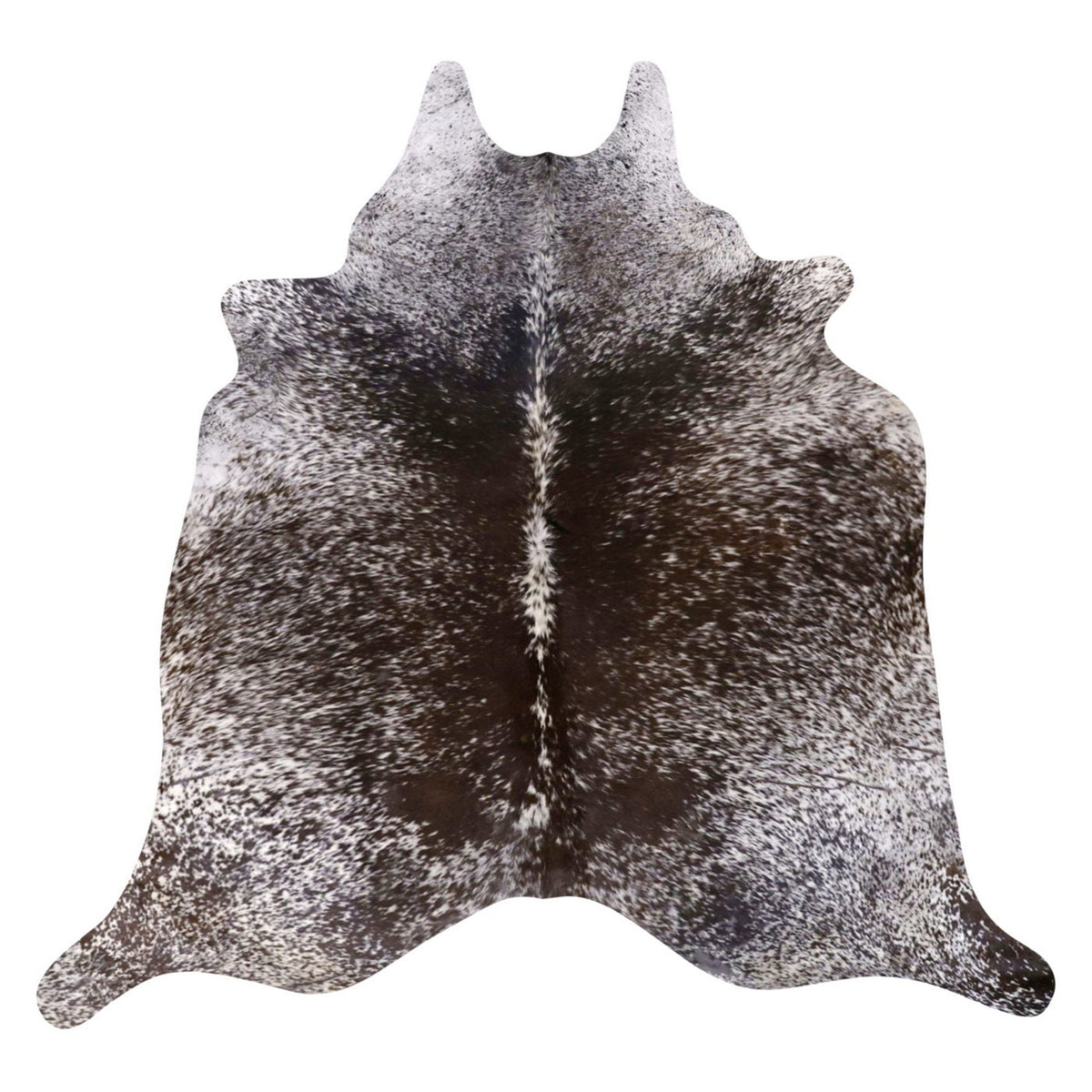 Natural Brazilian Cowhide Rug -  Chocolate, Charcoal & Ivory