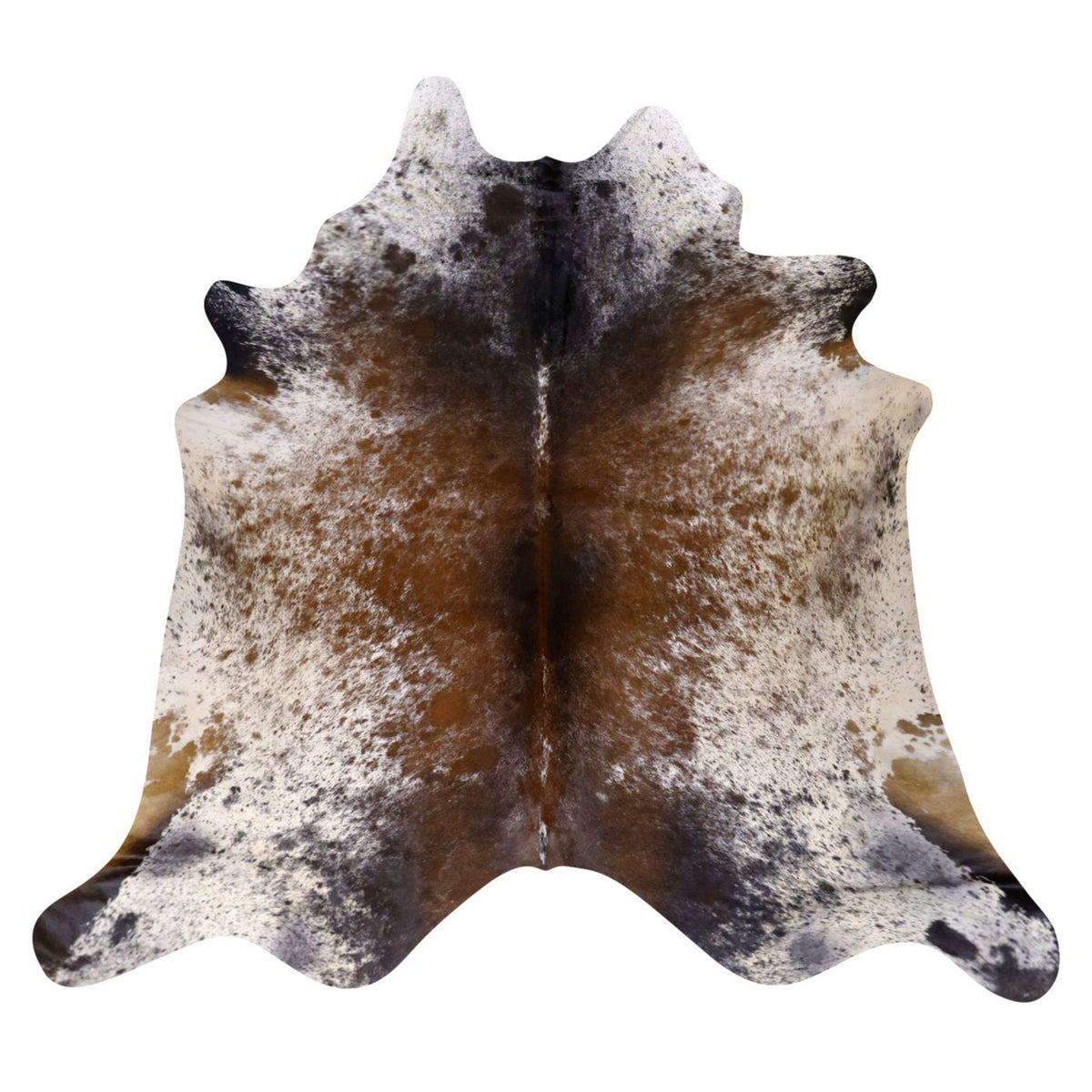 Natural Brazilian Cowhide Rug -  Mocha, Charcoal & Ivory