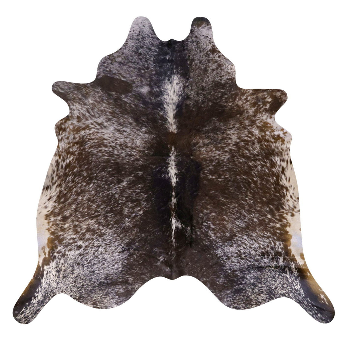 Natural Brazilian Cowhide Rug -  Chocolate, Charcoal & Ivory