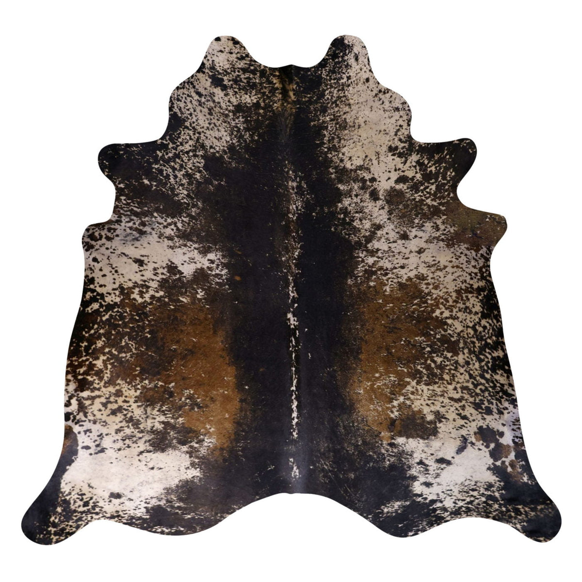 Natural Brazilian Cowhide Rug -  Charcoal, Caramel & Ivory