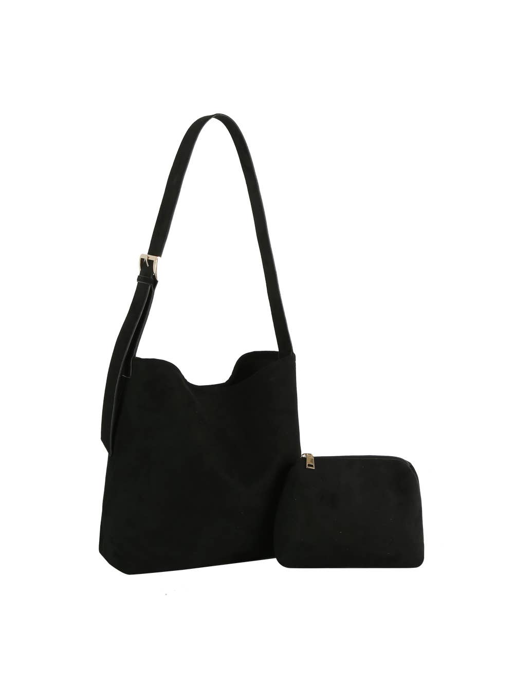 GM-0011 2 IN 1 SUEDE SHOULDER TOTE SET: Brown