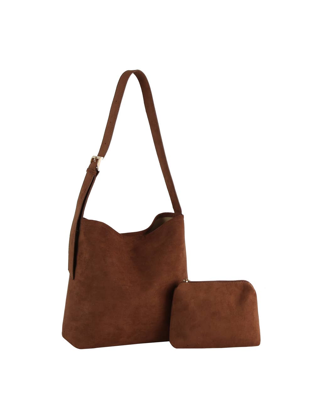 GM-0011 2 IN 1 SUEDE SHOULDER TOTE SET: Coffee
