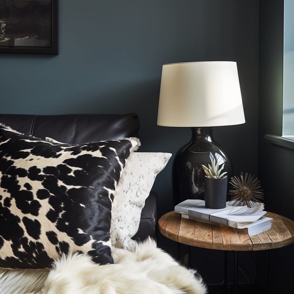 Genuine Cowhide Pillow | Espresso & Ivory